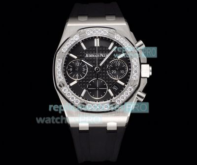 Swiss Replica Audemars Piguet Royal Oak Black Chronograph Ladies 37MM Watch